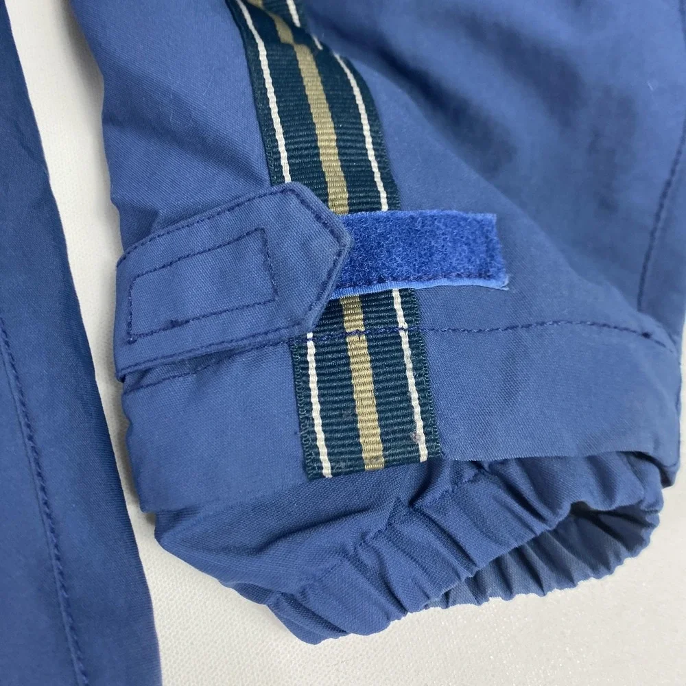 EXES Jacket Mens Small Blue Hooded Fleece Lined Ski Parka Outdoor Stripe Vintage